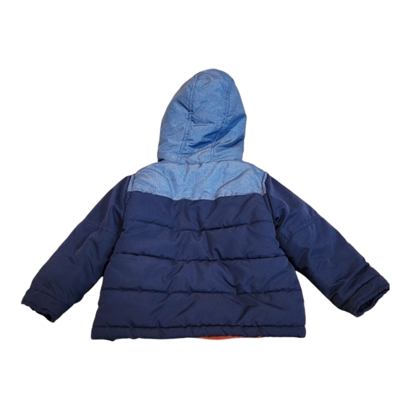 Carter's Toddler Boy Blue And Orange Hooded Quilted Puffer Winter Jacket Size 2T - Picture 6 of 10